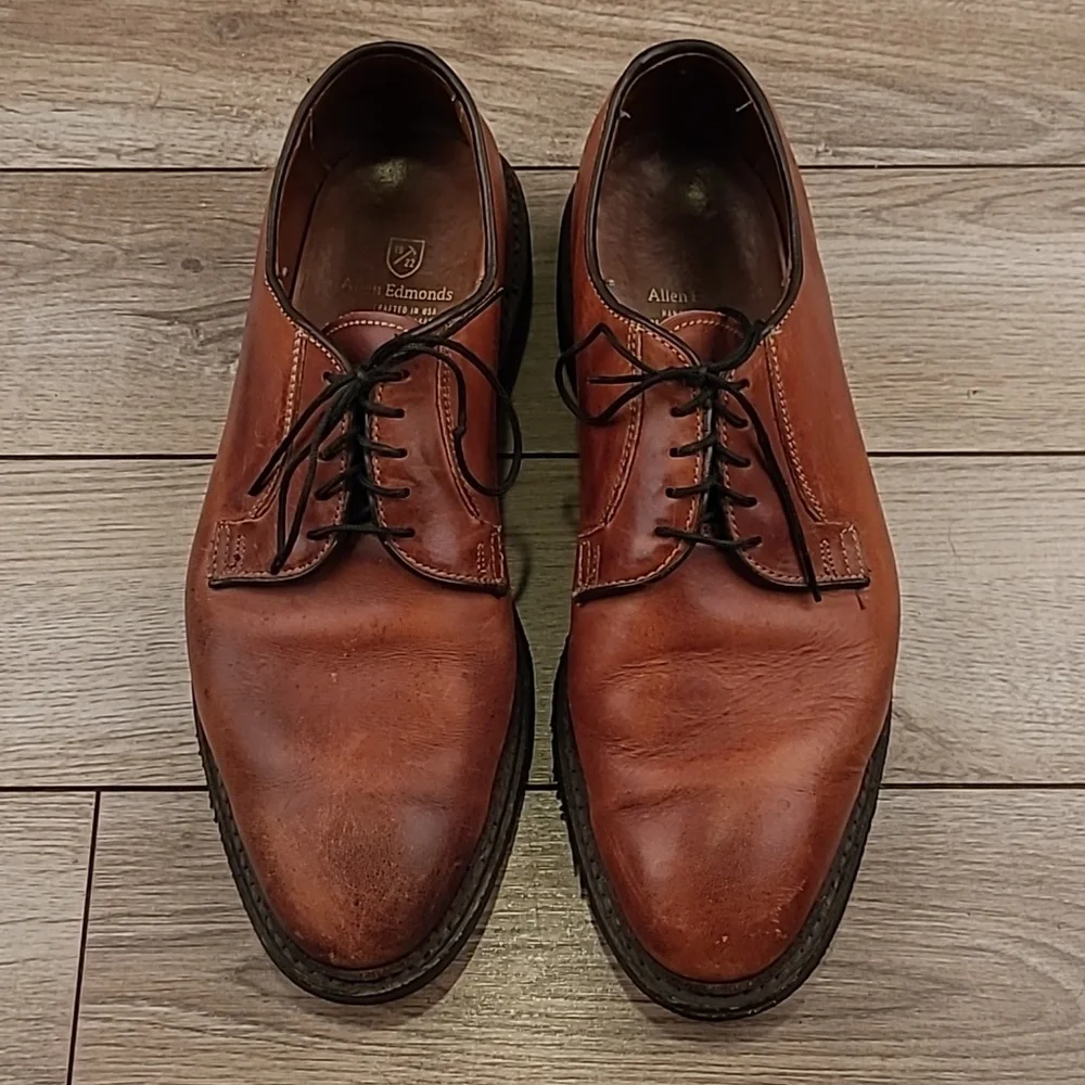 ALLEN EDMONDS Brown‎ Leather Badlands Sz 8.5 D Oxford Casual Mens Shoes